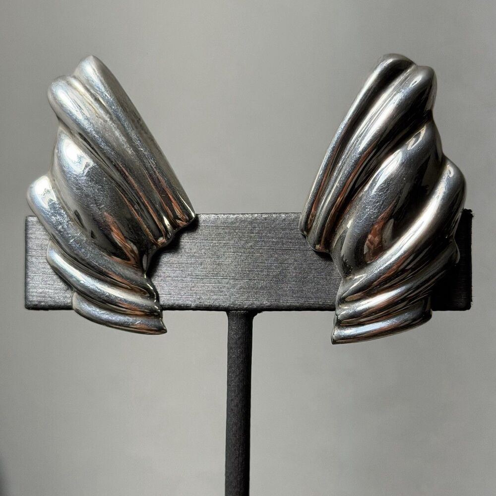 Vintage Taxco Mexico Sterling Clip On Earrings